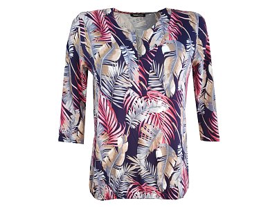 Barevná volná halenka s tiskem listů - vel.38